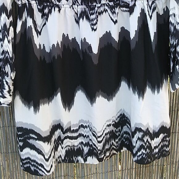 C. Luce Black & White Scoop Neck Long Sleeve Women's Dress - L - Picture 5 of 16